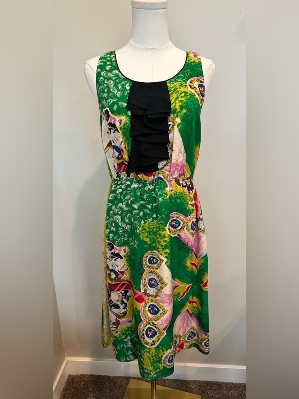 Anthro Moulinette Soeurs Panoply Carousel Horse Silk Dress 8 Cottagecore Twee